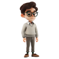 AI generated 3D Rendering of a Cartoon of Cute Young Boy Standing on Transparent Background - Ai Generated png