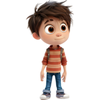 AI generated 3D Rendering of a Cartoon of Cute Young Boy Standing on Transparent Background - Ai Generated png