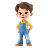 AI generated 3D Rendering of a Cartoon of Cute Young Boy Standing on Transparent Background - Ai Generated png