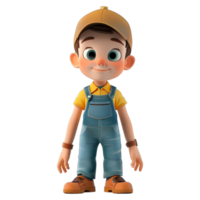 AI generated 3D Rendering of a Cartoon of Cute Boy Wearing Cap and Standing on Transparent Background - Ai Generated png