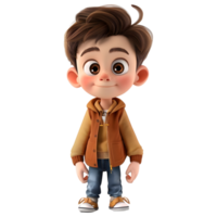 AI generated 3D Rendering of a Cartoon of Cute Young Boy Standing on Transparent Background - Ai Generated png