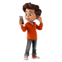 AI generated 3D Rendering of a Cartoon of Cute Young Boy Standing on Transparent Background - Ai Generated png