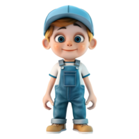 AI generated 3D Rendering of a Cartoon of Cute Boy Wearing Cap and Standing on Transparent Background - Ai Generated png