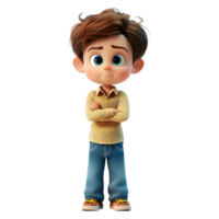 AI generated 3D Rendering of a Cartoon of Cute Young Boy Standing on Transparent Background - Ai Generated png