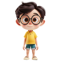 ai gerado 3d Renderização do uma desenho animado do fofa jovem Garoto em pé em transparente fundo - ai gerado png