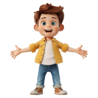 AI generated 3D Rendering of a Cartoon of Cute Young Boy Standing on Transparent Background - Ai Generated png