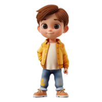 AI generated 3D Rendering of a Cartoon of Cute Young Boy Standing on Transparent Background - Ai Generated png