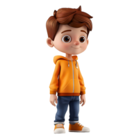 AI generated 3D Rendering of a Cartoon of Cute Young Boy Standing on Transparent Background - Ai Generated png