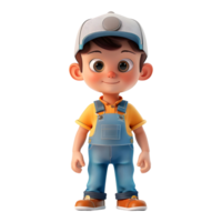 AI generated 3D Rendering of a Cartoon of Cute Boy Wearing Cap and Standing on Transparent Background - Ai Generated png