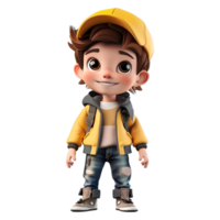 AI generated 3D Rendering of a Cartoon of Cute Young Boy Standing on Transparent Background - Ai Generated png