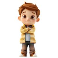 AI generated 3D Rendering of a Cartoon of Cute Young Boy Standing on Transparent Background - Ai Generated png