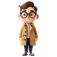AI generated 3D Rendering of a Cartoon of Cute Young Boy Standing on Transparent Background - Ai Generated png