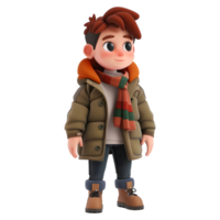 AI generated 3D Rendering of a Cartoon of Cute Young Boy Standing on Transparent Background - Ai Generated png