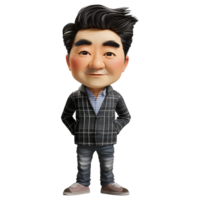 ai gerado 3d Renderização do uma desenho animado do fofa jovem Garoto em pé em transparente fundo - ai gerado png