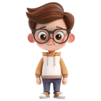 AI generated 3D Rendering of a Cartoon of Cute Young Boy Standing on Transparent Background - Ai Generated png