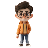 AI generated 3D Rendering of a Cartoon of Cute Young Boy Standing on Transparent Background - Ai Generated png