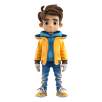 AI generated 3D Rendering of a Cartoon of Cute Young Boy Standing on Transparent Background - Ai Generated png