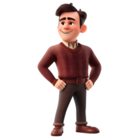 AI generated 3D Rendering of a Cartoon of Cute Young Boy Standing on Transparent Background - Ai Generated png