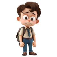 AI generated 3D Rendering of a Cartoon of Student Boy Wearing School Bag on Transparent Background - Ai Generated png