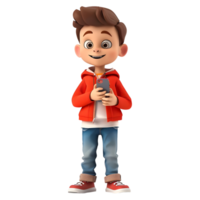 ai generato 3d interpretazione di un' cartone animato di carino giovane ragazzo in piedi su trasparente sfondo - ai generato png