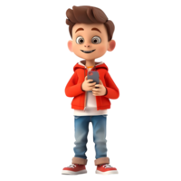 AI generated 3D Rendering of a Cartoon of Cute Young Boy Standing on Transparent Background - Ai Generated png