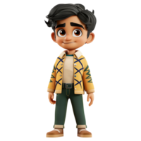 AI generated 3D Rendering of a Cartoon of Cute Young Boy Standing on Transparent Background - Ai Generated png