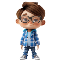 AI generated 3D Rendering of a Cartoon of Cute Young Boy Standing on Transparent Background - Ai Generated png