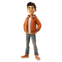 AI generated 3D Rendering of a Cartoon of Cute Young Boy Standing on Transparent Background - Ai Generated png