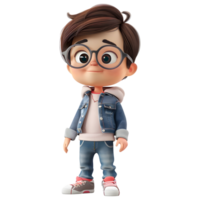 AI generated 3D Rendering of a Cartoon of Cute Young Boy Standing on Transparent Background - Ai Generated png