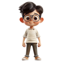 AI generated 3D Rendering of a Cartoon of Cute Young Boy Standing on Transparent Background - Ai Generated png