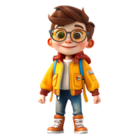 AI generated 3D Rendering of a Cartoon of Cute Young Boy Standing on Transparent Background - Ai Generated png