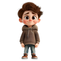 AI generated 3D Rendering of a Cartoon of Cute Young Boy Standing on Transparent Background - Ai Generated png