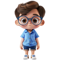 AI generated 3D Rendering of a Cartoon of Cute Young Boy Standing on Transparent Background - Ai Generated png