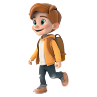 AI generated 3D Rendering of a Cartoon of Student Boy Wearing School Bag on Transparent Background - Ai Generated png