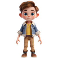 AI generated 3D Rendering of a Cartoon of Cute Young Boy Standing on Transparent Background - Ai Generated png