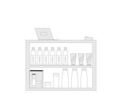 Hair care store corner. Cosmetic section with conditioners, shampoo and hair treatment. Counter. vector