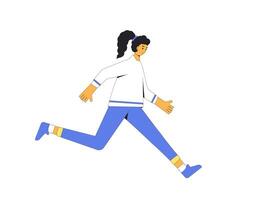 Runner. Joggers. Teenager girl walking in spors clothes. vector