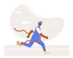 Woman crossing the finish line. vector
