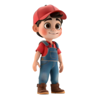 AI generated 3D Rendering of a Cartoon of Cute Boy Wearing Cap and Standing on Transparent Background - Ai Generated png