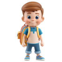 AI generated 3D Rendering of a Cartoon of Student Boy Wearing School Bag on Transparent Background - Ai Generated png