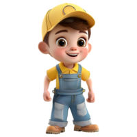 AI generated 3D Rendering of a Cartoon of Cute Boy Wearing Cap and Standing on Transparent Background - Ai Generated png