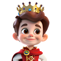 AI generated 3D Rendering of a Cartoon of Boy Wearing Crown on Transparent Background - Ai Generated png