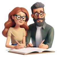 AI generated 3D Rendering of a Cartoon of Parents Teaching Their Child on Transparent Background - Ai Generated png