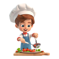 ai généré 3d le rendu de une dessin animé de content chef cuisine sur transparent Contexte - ai généré png