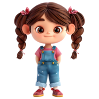 AI generated 3D Rendering of a Cartoon of Cute Young Girl Standing on Transparent Background - Ai Generated png