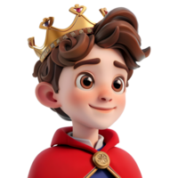 AI generated 3D Rendering of a Cartoon of Boy Wearing Crown on Transparent Background - Ai Generated png