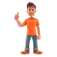 AI generated 3D Rendering of a Cartoon of Boy With Thumbs up on Transparent Background - Ai Generated png