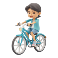 ai generato 3d interpretazione di un' cartone animato di ragazza su bicicletta su trasparente sfondo - ai generato png