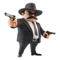 AI generated 3D Rendering of a Cartoon of Man Having Guns in Hand on Transparent Background - Ai Generated png