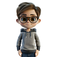 AI generated 3D Rendering of a Cartoon of Boy Standing Alone on Transparent Background - Ai Generated png